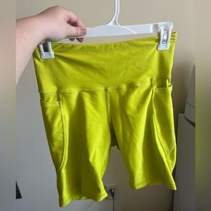 Neon yellow biker shorts